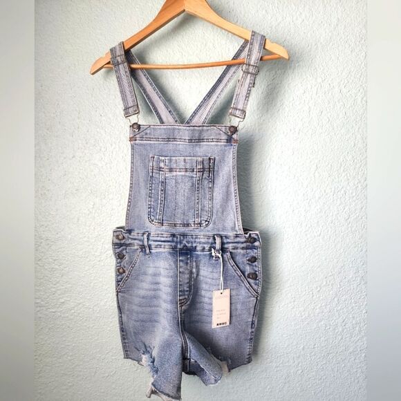 Judy Blue Delaney Classic Denim Jeans shorts Romper - Picture 1 of 12